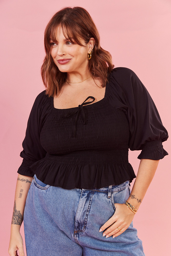 BLUSA LASTEX MARINE PRETO