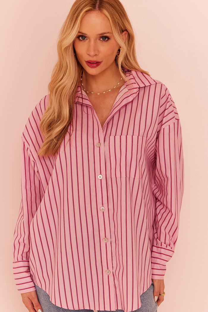 CAMISA JANAINA LISTRADO ROSA
