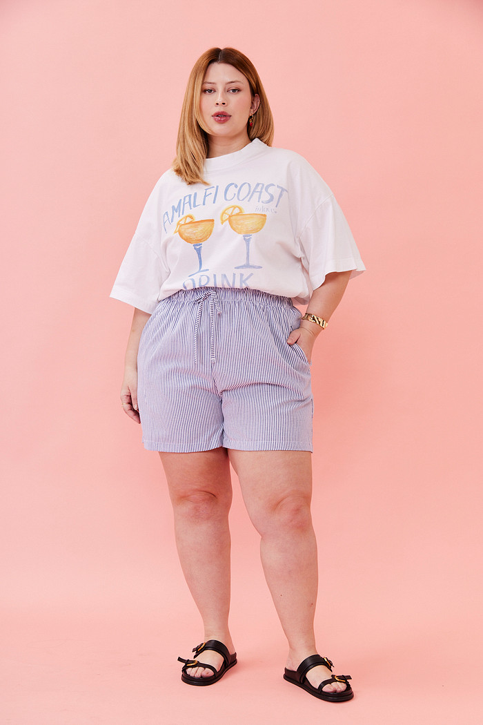 SHORTS HELENA LISTRADO AZUL