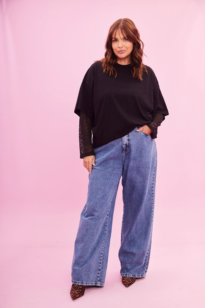 Calça Jeans Wide Leg Dulce JEANS ESCURO
