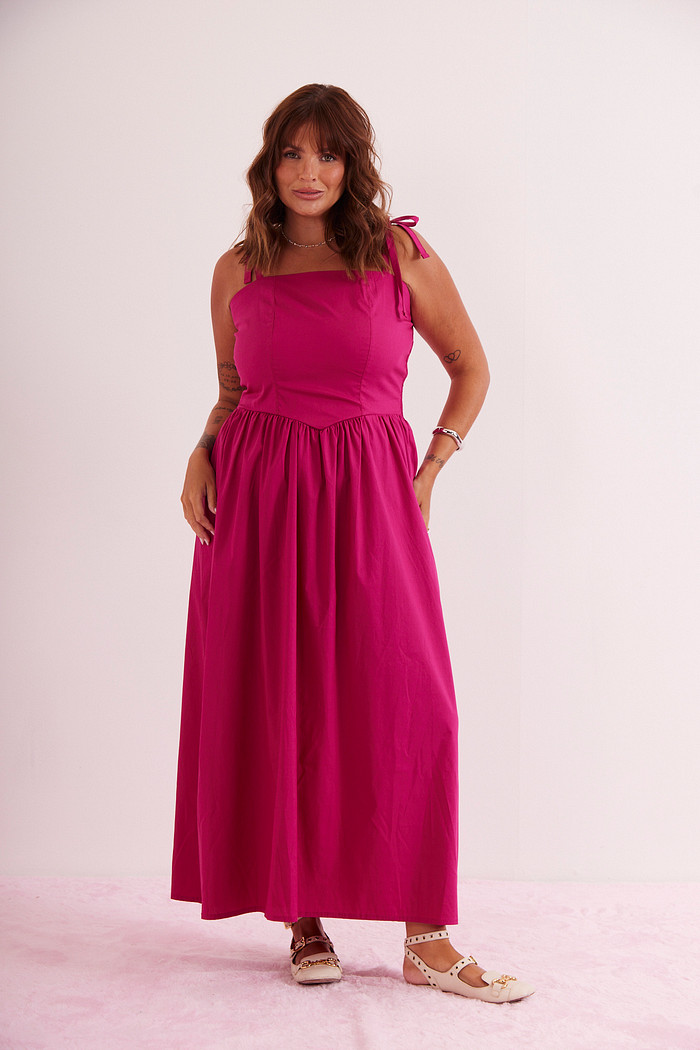 VESTIDO MIDI MILENA FUCSIA