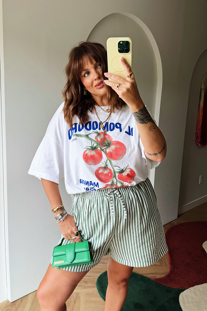 T-SHIRT OVER IL POMODORO BRANCO ACUCAR