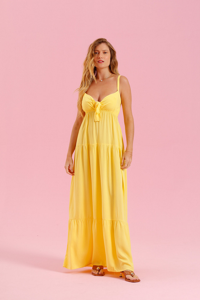 VESTIDO LONGO DE ALÇA AMARELO
