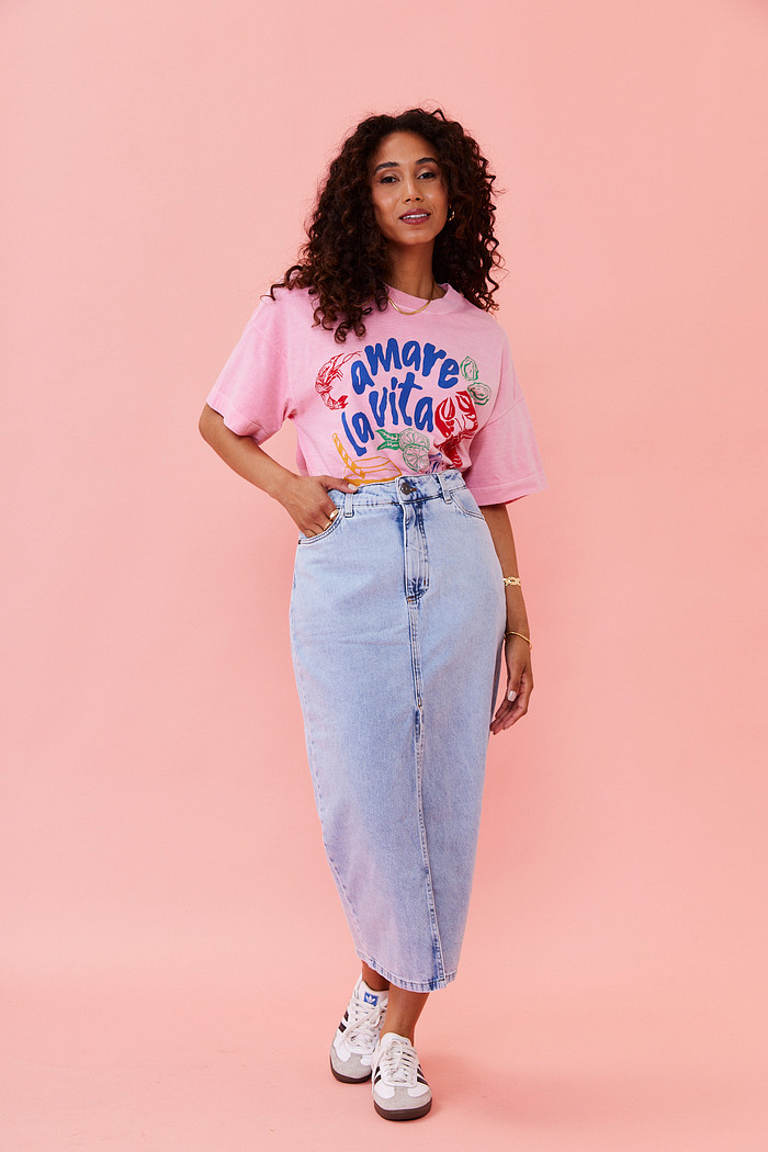 Saia Midi Jeans Eleonora JEANS CLARO