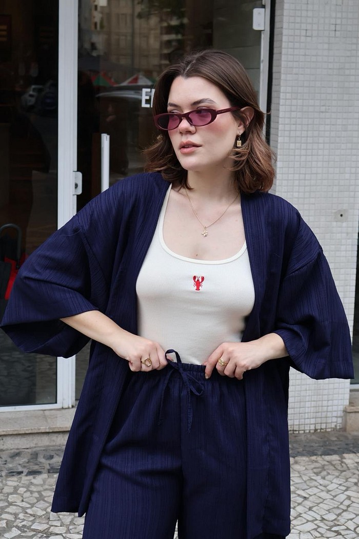 KIMONO PAMELA AZUL MARINHO