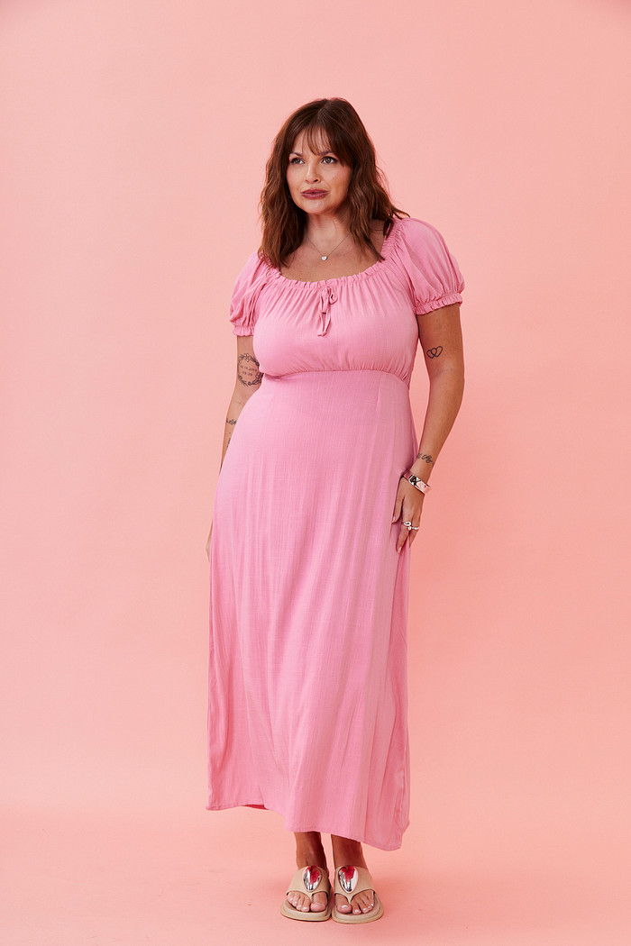 VESTIDO MIDI SOFIA ROSA CLARO