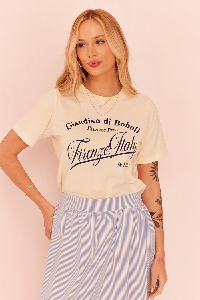 T-SHIRT SLIM GIARDINO DI BOBOLI AMARELO MANTEIGA