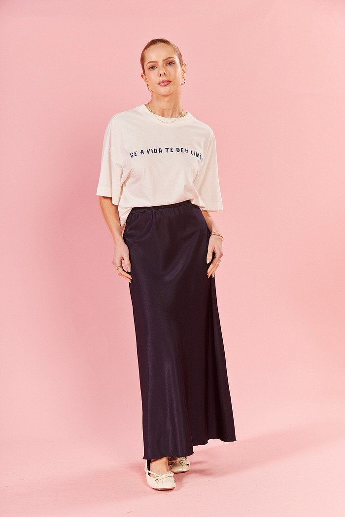 Saia Midi Alongada Paola AZUL MARINHO