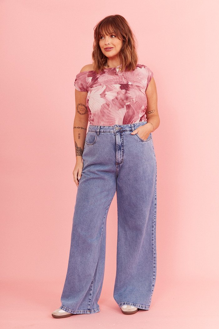 Calça Jeans Wide Leg Dulce JEANS ESCURO