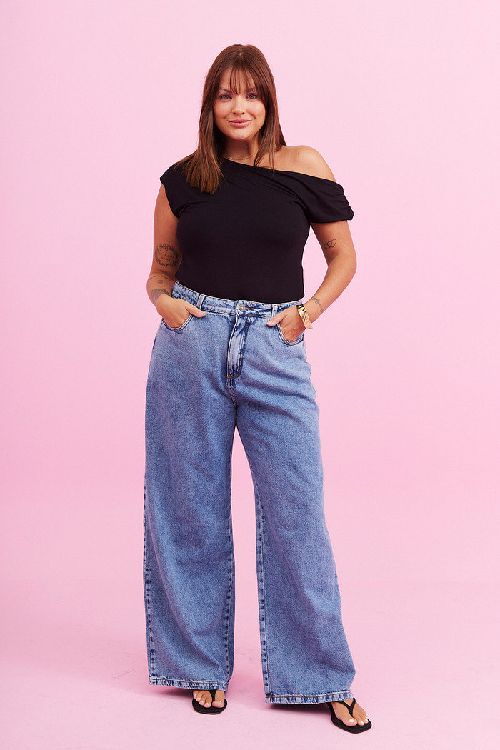 Calça Jeans Wide Leg Dulce JEANS ESCURO