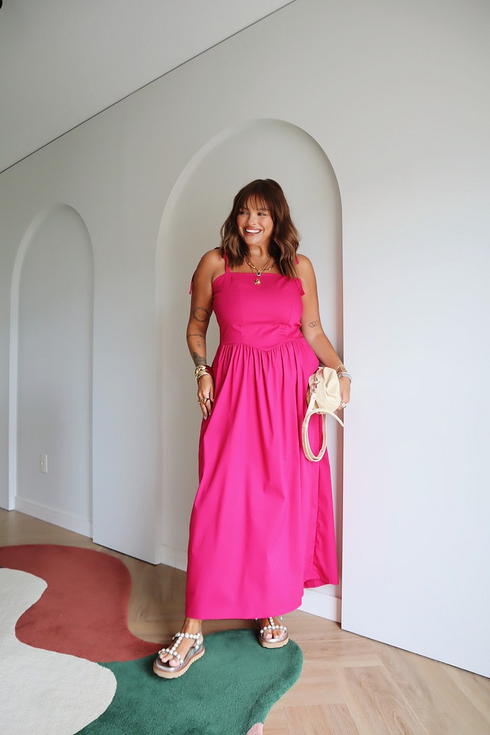 VESTIDO MIDI MILENA FUCSIA