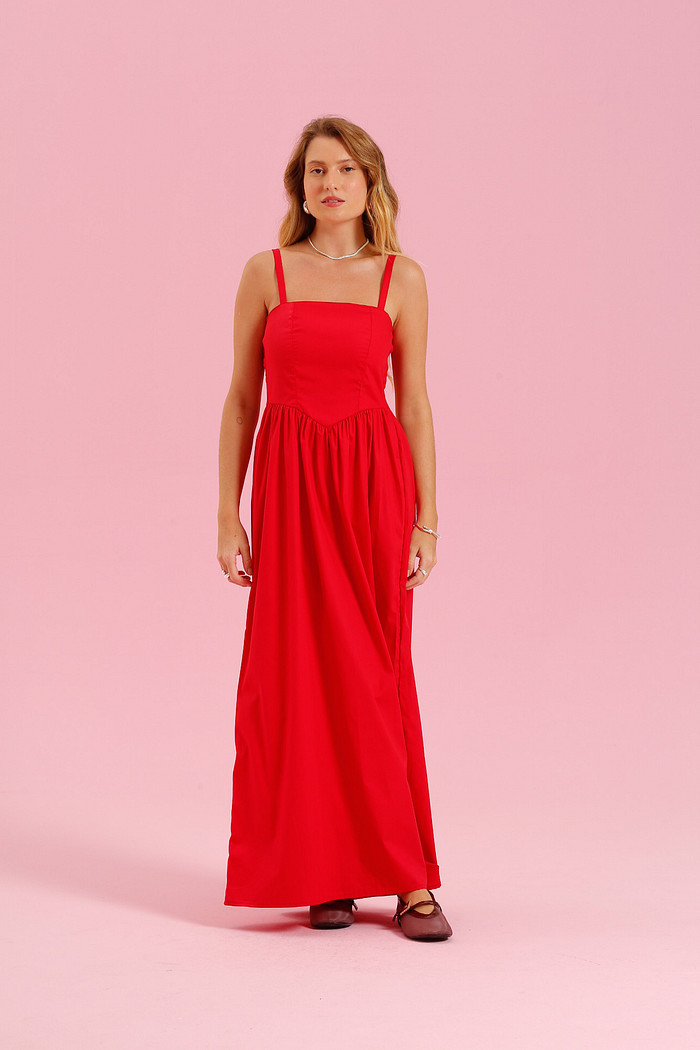 VESTIDO MIDI VERMELHO