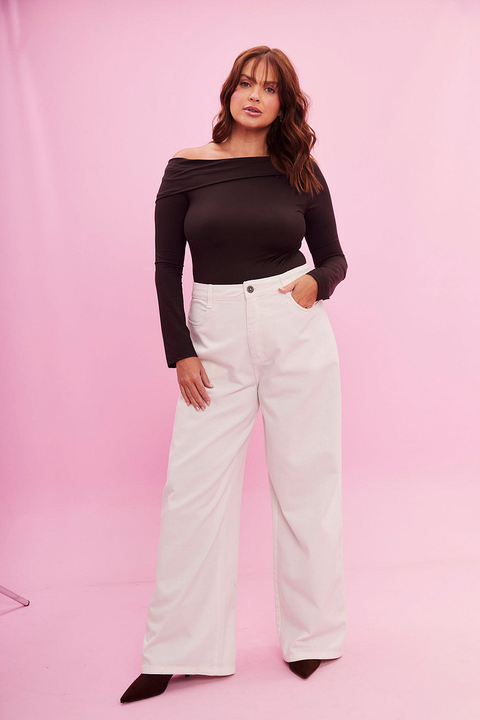 CALÇA JEANS WIDE LEG OFF WHITE