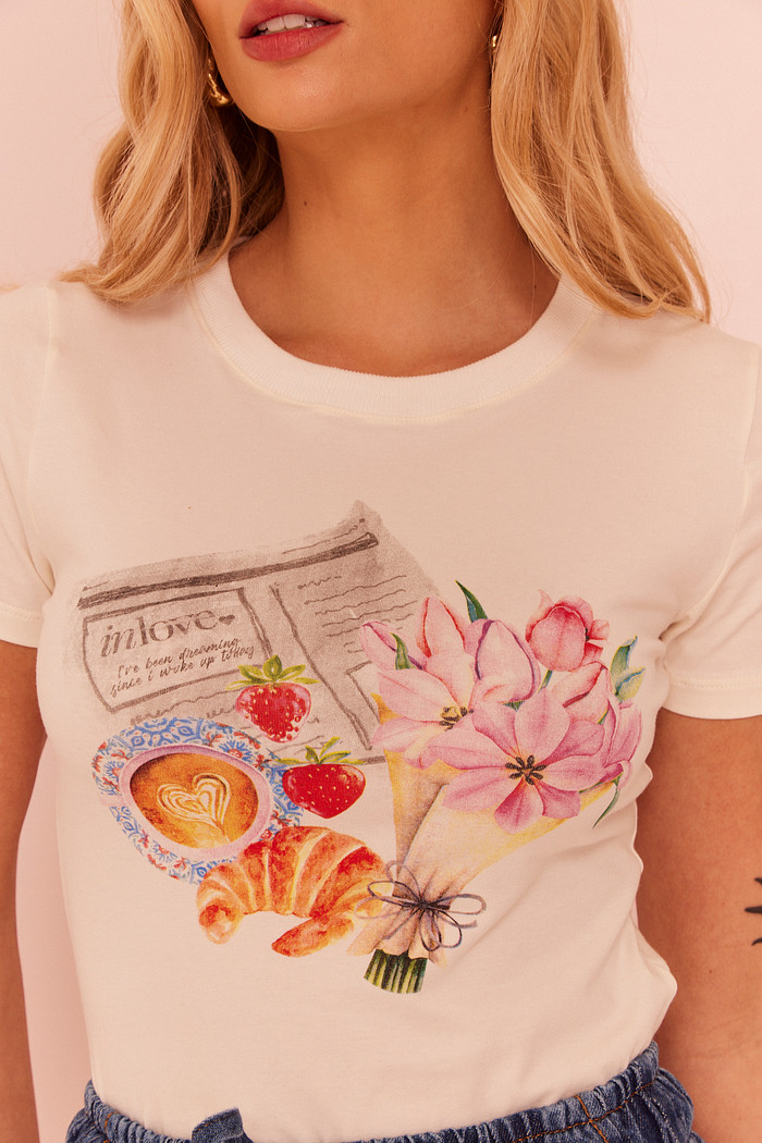 BABY TEE JORNAL PARIS OFF WHITE