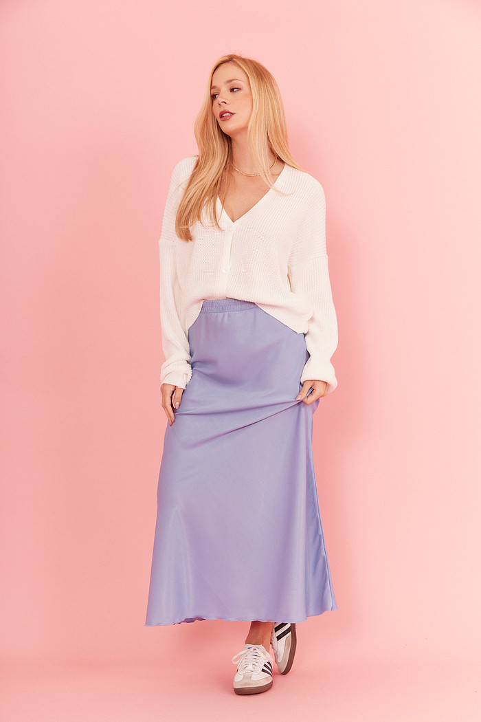 Saia Midi Alongada Paola AZUL