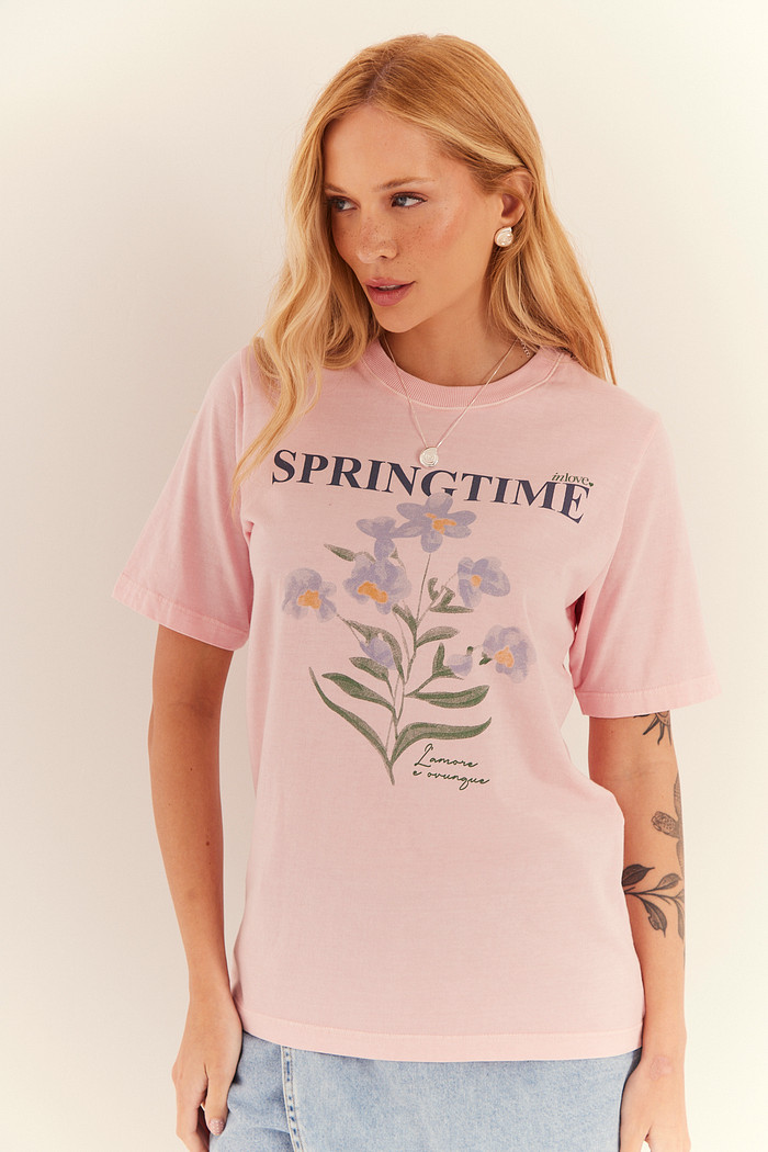 T-SHIRT SLIM SPRINGTIME ROSA