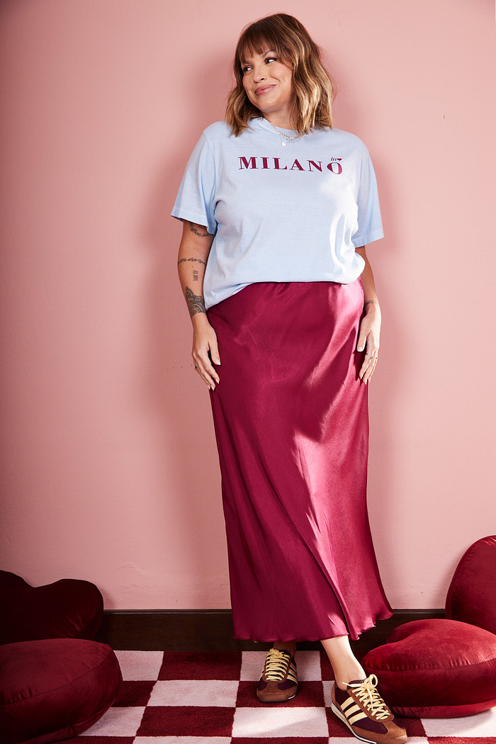 SAIA MIDI DE CETIM SERENA PLUMA