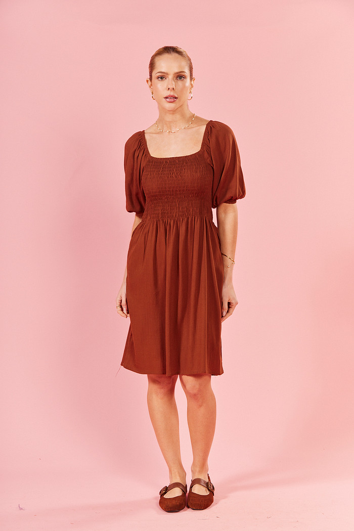 VESTIDO GABRIELE MARROM