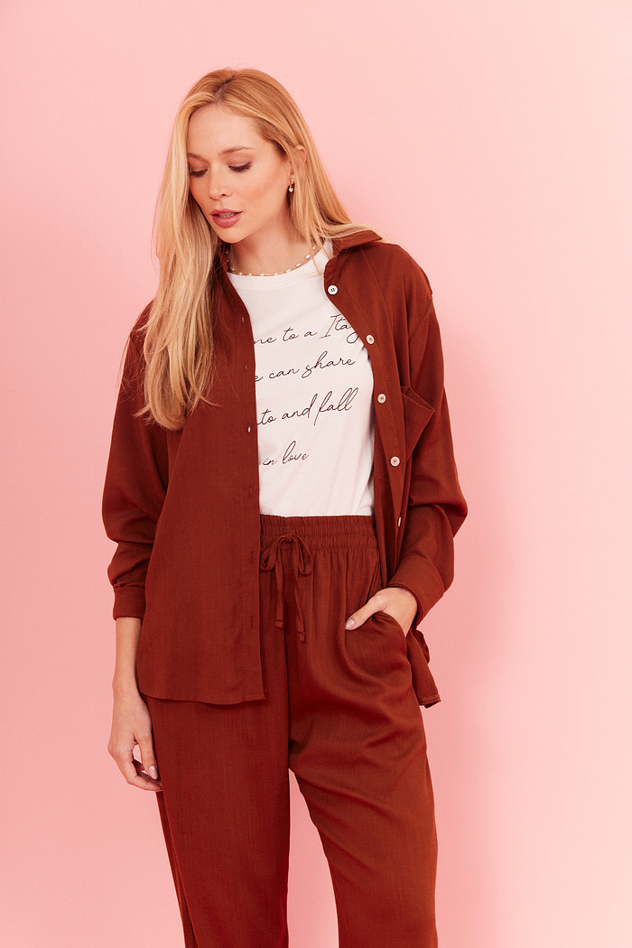 CAMISA MANGA LONGA OLIVIA MARROM