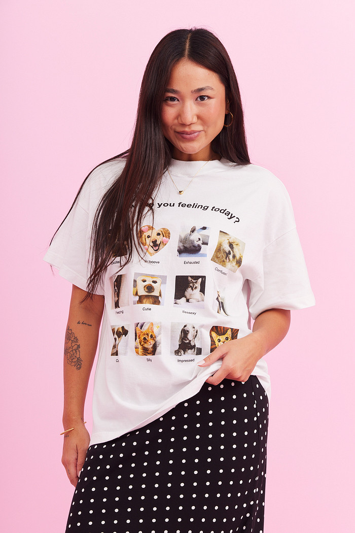 T-SHIRT OVER FEELING BRANCO ACUCAR