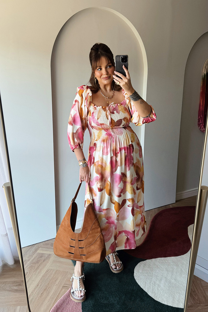 VESTIDO MIDI LAURA FLORAL FUNDO OFF