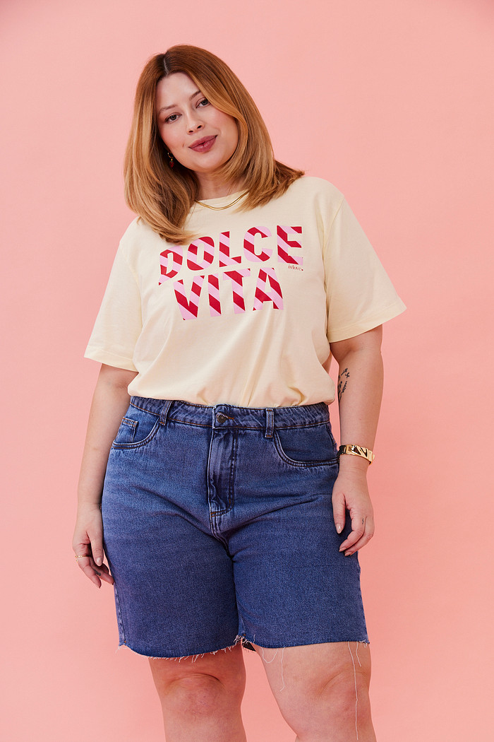 T-SHIRT SLIM DOLCE VITA AMARELO MANTEIGA