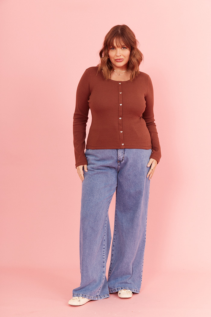 BLUSA MANGA LONGA NARA MARROM