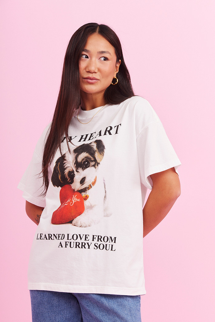 T-SHIRT OVER MY HEART BRANCO ACUCAR