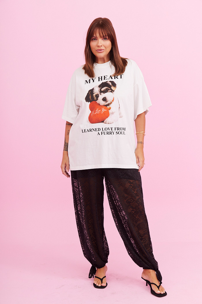 T-SHIRT OVER MY HEART BRANCO ACUCAR