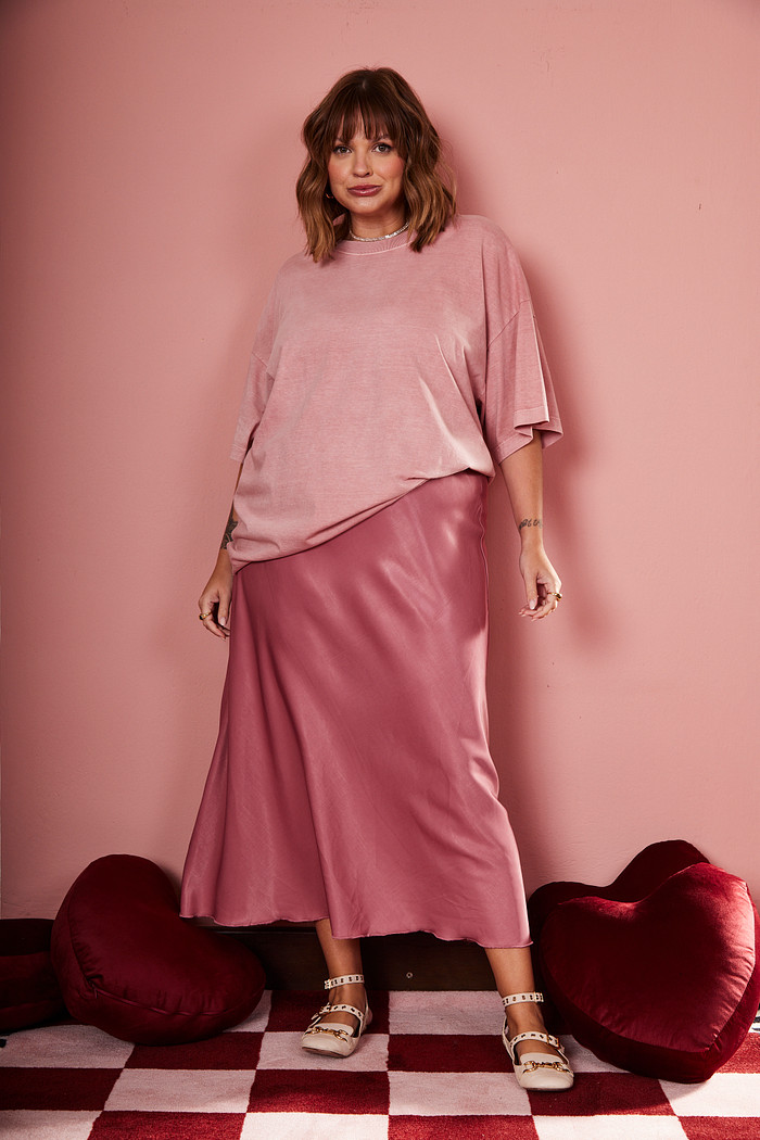 Saia Midi Alongada Paola ROSE