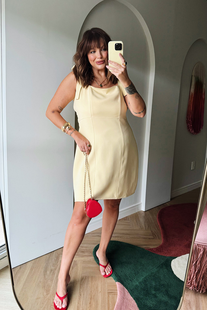 VESTIDO LAÇO OMBRO KAETHE AMARELO