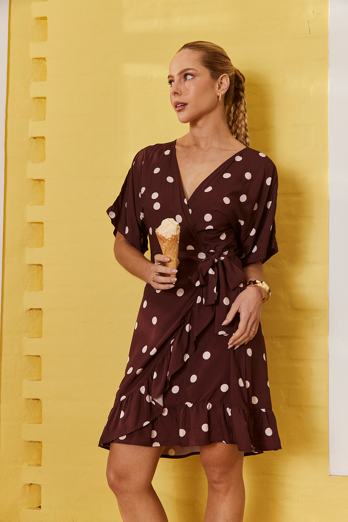 VESTIDO BEATRICE POA OFF FINDO MARROM