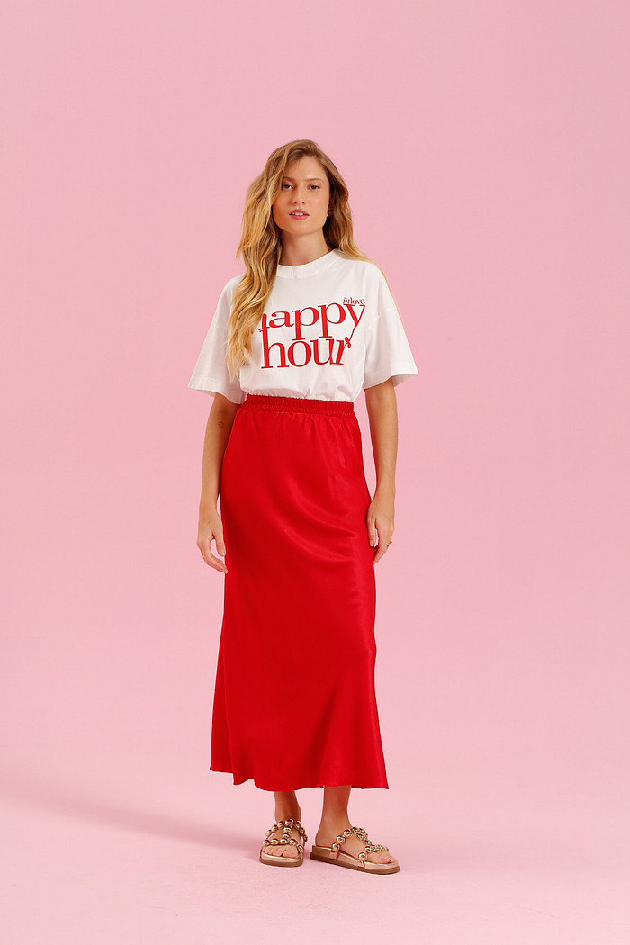 SAIA MIDI DE CETIM VERMELHO