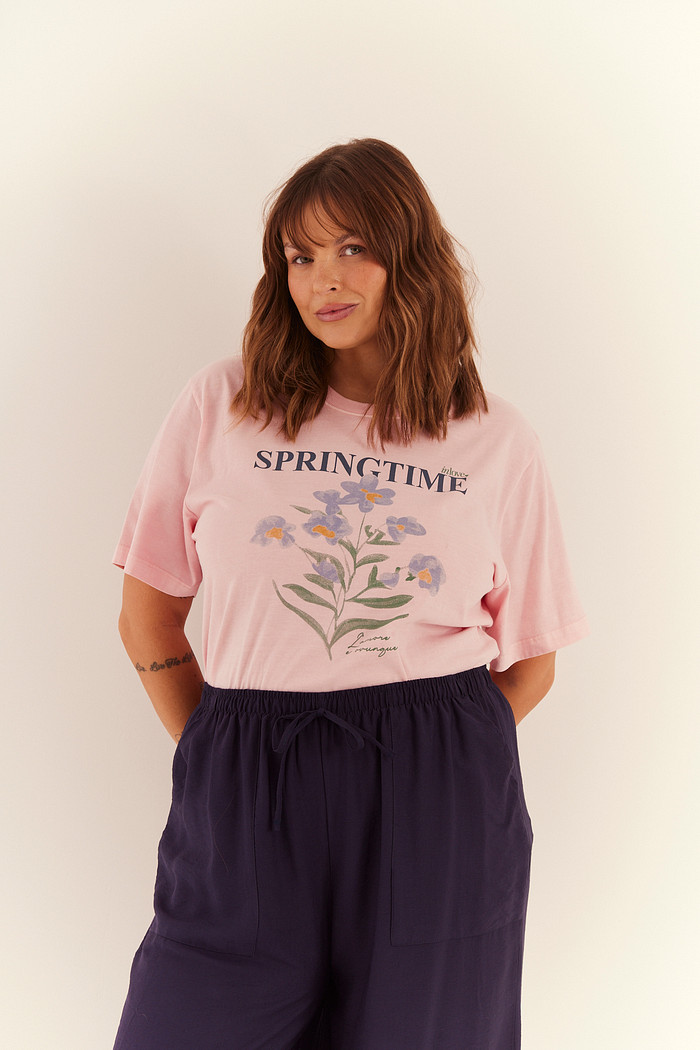 T-SHIRT SLIM SPRINGTIME ROSA