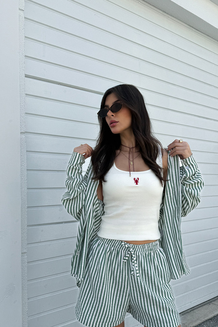 CAMISA ANA LISTRADO VERDE