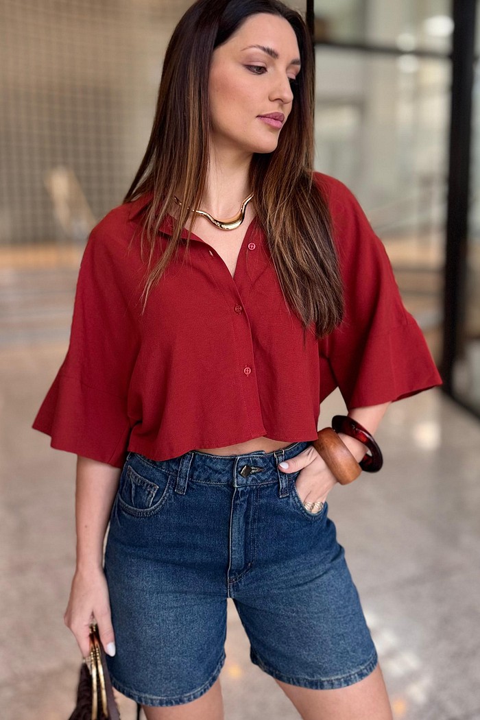 CAMISA LINHO TERRACOTA FORUM