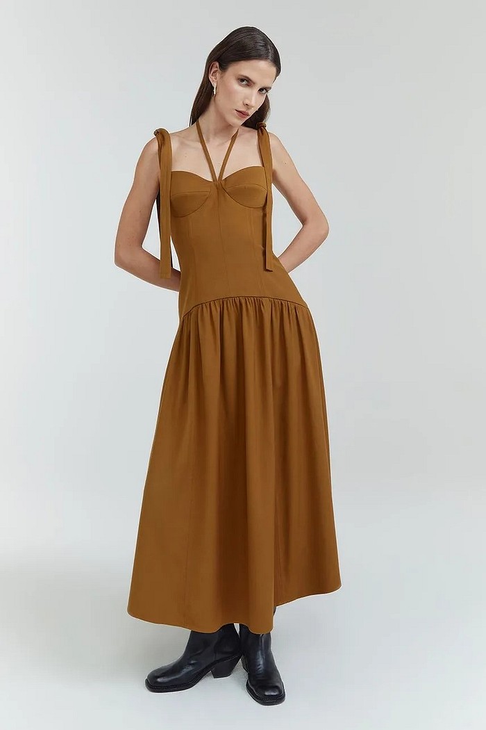 VESTIDO JACKIE  MARROM SELA NV