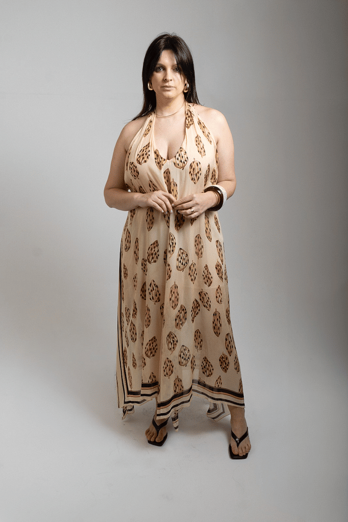 VESTIDO FLUIDO LENCO CACAU ANIMALE