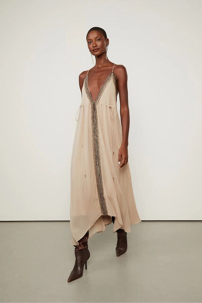 VESTIDO ASSIMETRICO COM BORDADOS ANIMALE