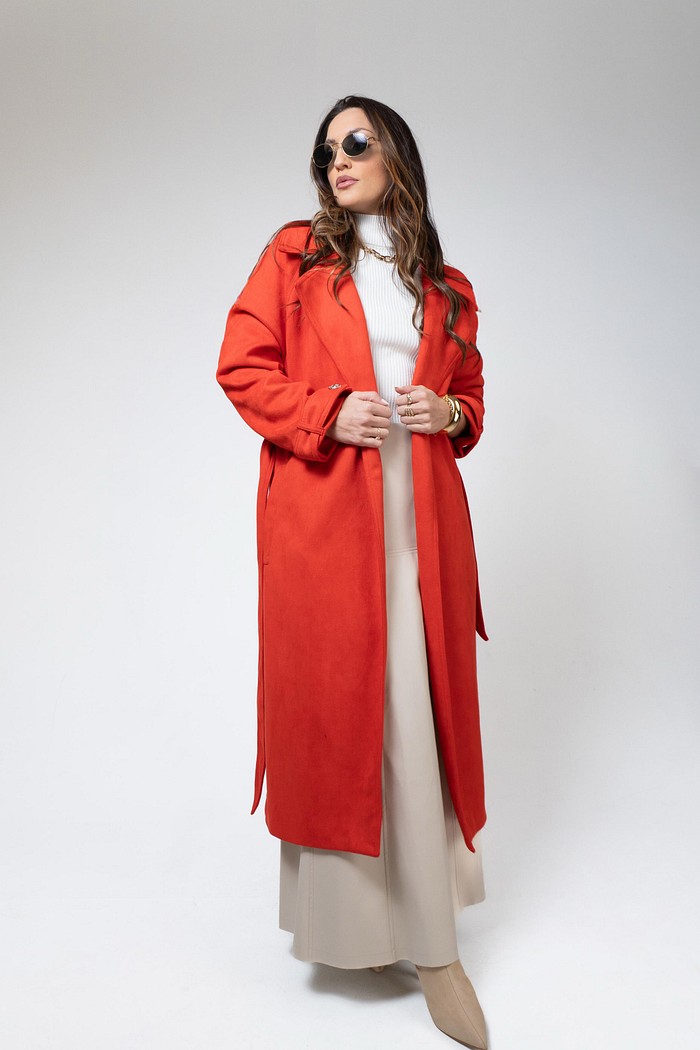 TRENCH COAT SUPER MIDI  LARANJA LANÇA PERFUME