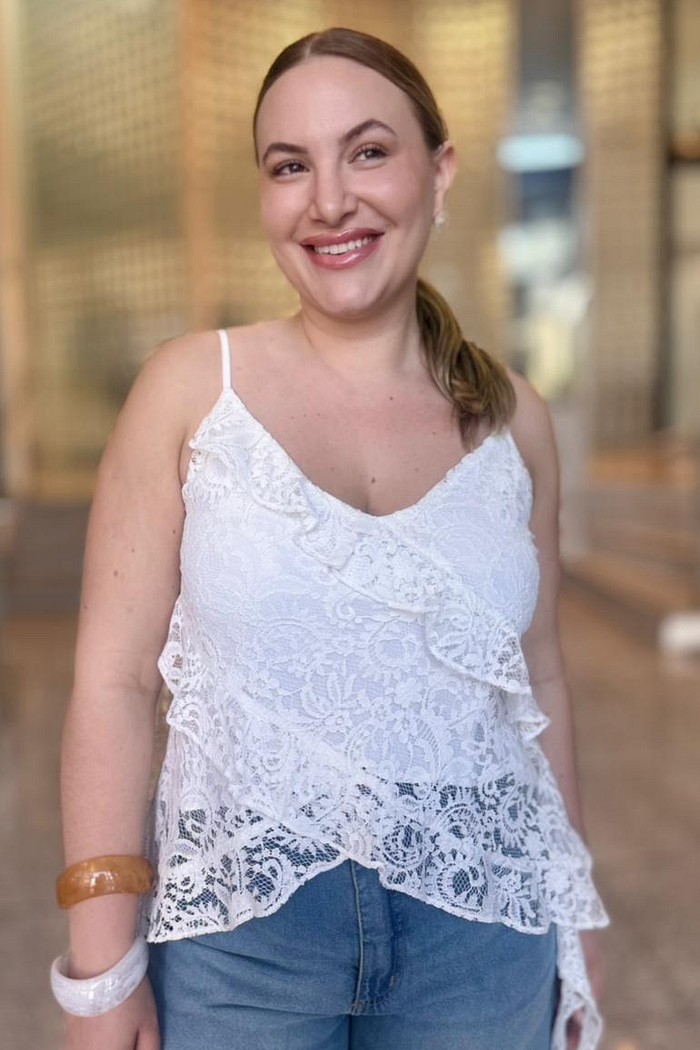 BLUSA BABADOS RENDA OFF WHITE MY PLACE