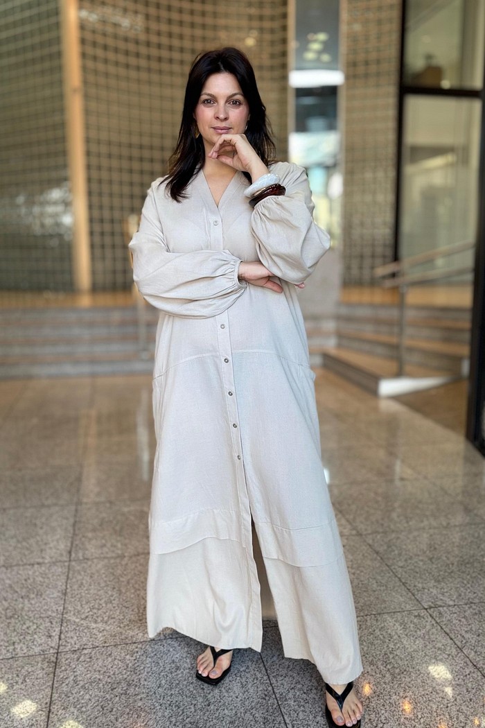 CHEMISIER LINHO BEGE ESQUILO FORUM