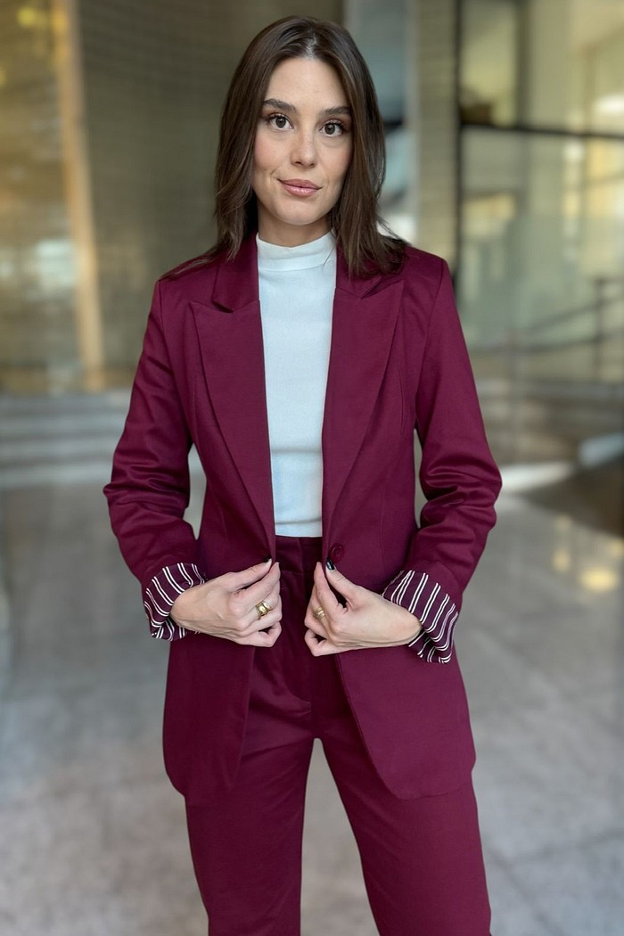 BLAZER SLIM MANGA LONGA BORDO LANÇA PERFUME