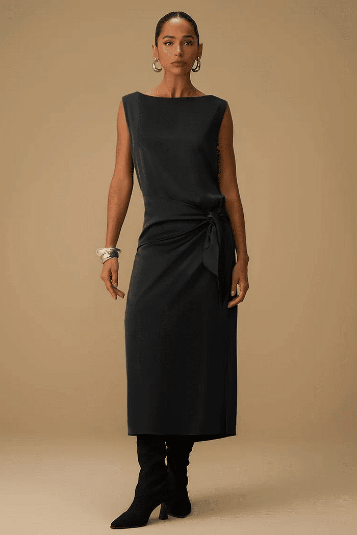 VESTIDO SOLTO DECOTE CANOA SEM MANGA LONGO MARIA VALENTINA