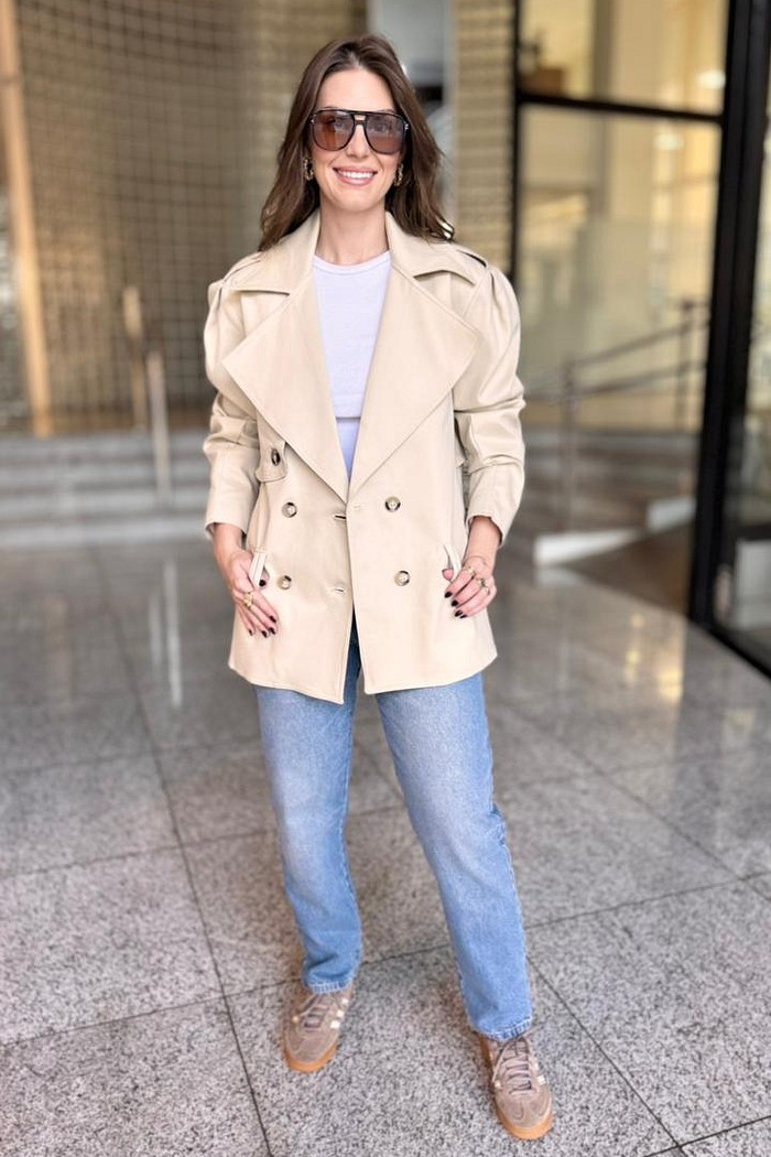 CASACO MANGA BALLOON BEGE LANÇA PERFUME