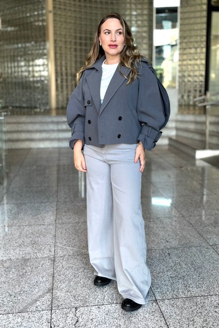 TRENCH COAT SAMANTHA  CINZA MESCLA ESCURO NV