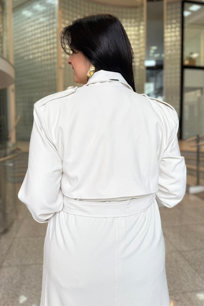 TRENCH COAT ALONGADO OFF WHITE LANÇA PERFUME
