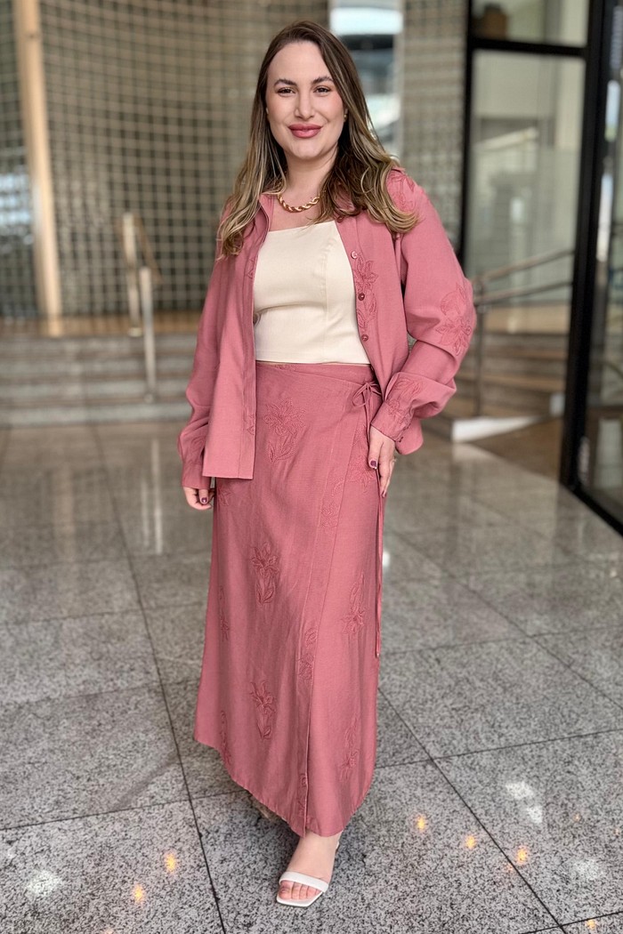 CAMISA BORDADO FLORES GOIABA MY PLACE