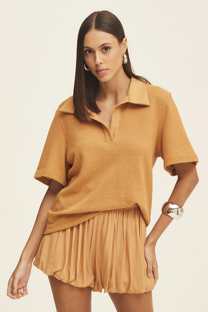 Blusa Gola Polo Com Textura Forum