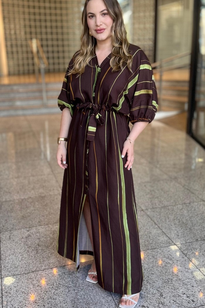 CHEMISIER LINHO ESTAMPADO GREEN WATERCOL FORUM